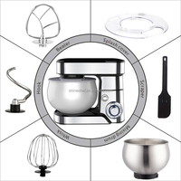 Robot pâtissier électrique SOHEF 5L avec bol mélangeur en acier inoxydable et tête inclinable – Appareil de cuisine domestique