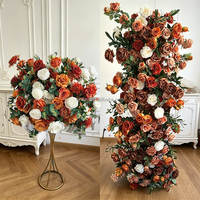 Boule de fleurs artificielles en soie ultra-réaliste pour décoration de mariage et de la Saint-Valentin, couleur caramel automnal