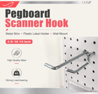 Hook Scanner Pegboard Kawat Logam 8 inci, Hook Display Retail Supermarket dengan Tempat Label Plastik, Penjualan Pabrik