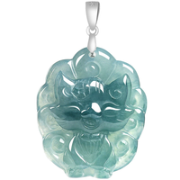 Pendentif en jade de qualité glace, motif renard à neuf queues, émeraude naturelle véritable bleu eau, en argent S925, avec design féminin