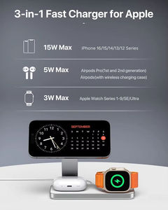 Caricatore Wireless 3-in-1 Rapido con Funzione Magnetica, 15W per Telefoni Cellulari e Smartwatch, Compatibile con Smartphone <span class=keywords><strong>Apple</strong></span> - Product Image 5
