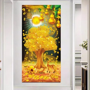 Modern Fortune <b>Tree</b> Entrance Decoration Painting LED High End Corridor Hanging Painting Golden <b>Crystal</b> Porcelain Painting - Product Image 6