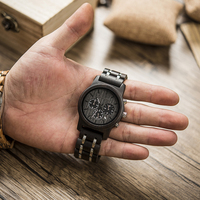 Montre DODO DEER Vintage en Bois Noir Naturel avec Aiguilles en Acier Inoxydable, Montres Tendance OEM, Boîte Cadeau avec Boucle en Bois 38 mm
