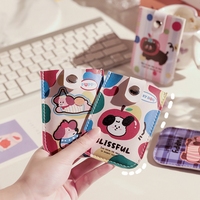 Porte-cartes mignon en PU, motif dessin animé, durable, créatif, tendance, portable, multi-emplacements, compact, avec système de tirage, pour usage quotidien
