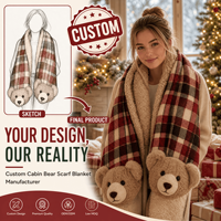 Couverture en peluche personnalisée motif ours, couverture de Noël en peluche, vente en gros OEM ODM, douce et portable, cadeau de fêtes, collection maison