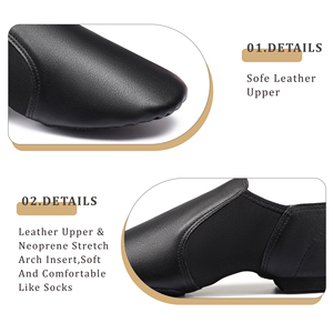 Chaussures de jazz Dynadans Professional unisexes en cuir véritable, pointures US 4-13, souples et faciles à enfiler, pour la danse et l'entraînement, adultes et enfants. - Product Image 4