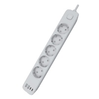 Enchufe de Extensión en Oferta, 5 Tomas de Corriente Alterna, 2 Puertos USB Tipo C, Enchufe Estándar Europeo, Material de PC Ignífugo