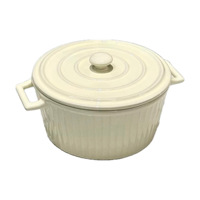 Ensemble de casseroles et de bols en céramique avec couvercle, grand modèle, à double poignée, design nordique/minimaliste, couleur sous glaçure, compatible lave-vaisselle, induction