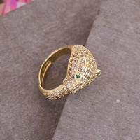 Bijoux plaqués or 18 carats styles multiples tête de léopard micro incrustation zircon bague ouverte pour femmes