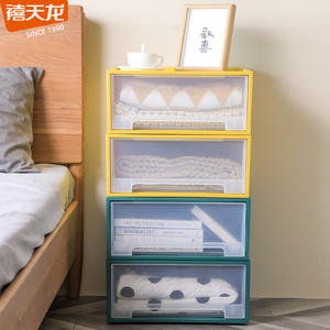 Armoire de rangement en plastique avec tiroirs transparents, grande capacité, organiseur de vêtements empilable, type rectangulaire, G 5010 - Product Image 4
