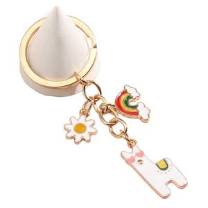 Porte-clés dessin animé mignon alpaga et arc-en-ciel | Animal porte-clés sac à main sac à dos voiture charme écouteur accessoire amis cadeau - Product Image 4