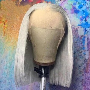 Perruque en cheveux humains 13x4 grise avec dentelle HD, pré-épilée, nœuds blanchis, cheveux vierges alignés sur les cuticules pour femmes noires, commande en gros pour salons - Product Image 5