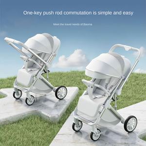 Cochecito de Bebé Portátil Gris, Estilo Francés de Lujo, 3 en 1, Plegable, con Asiento de Auto, Carrito Metálico - Product Image 2