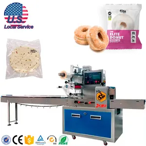 Servicio Local de EE. UU. Máquina automática de embalaje de flujo de pan de panadería para Tortilla Pita Máquina de embalaje de pan Máquina de embalaje de pastel de rosquilla