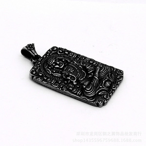 Colgante de Buda Amitabha de yunnique, amuleto rectangular de acero inoxidable 316 para perros y cerdos, collar unisex, regalo - Product Image 5