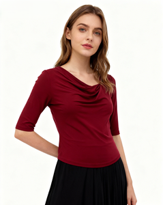 Da donna estiva lavorato a <span class=keywords><strong>maglia</strong></span> morbida di alta qualità con <span class=keywords><strong>grande</strong></span> risvolto a coste con collo a barca alla moda maniche a gomito elegante Pullover - Product Image 3