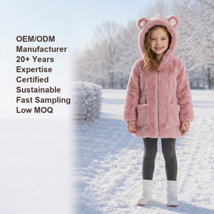 Abrigo Acolchado de Felpa con Orejas de Oso <span class=keywords><strong>y</strong></span> Cierre de Cremallera para Niñas, 80-140cm, Poliéster Ecológico, Personalizado OEM, Marca Privada, Certificación de Lotes Pequeños - Product Image 1