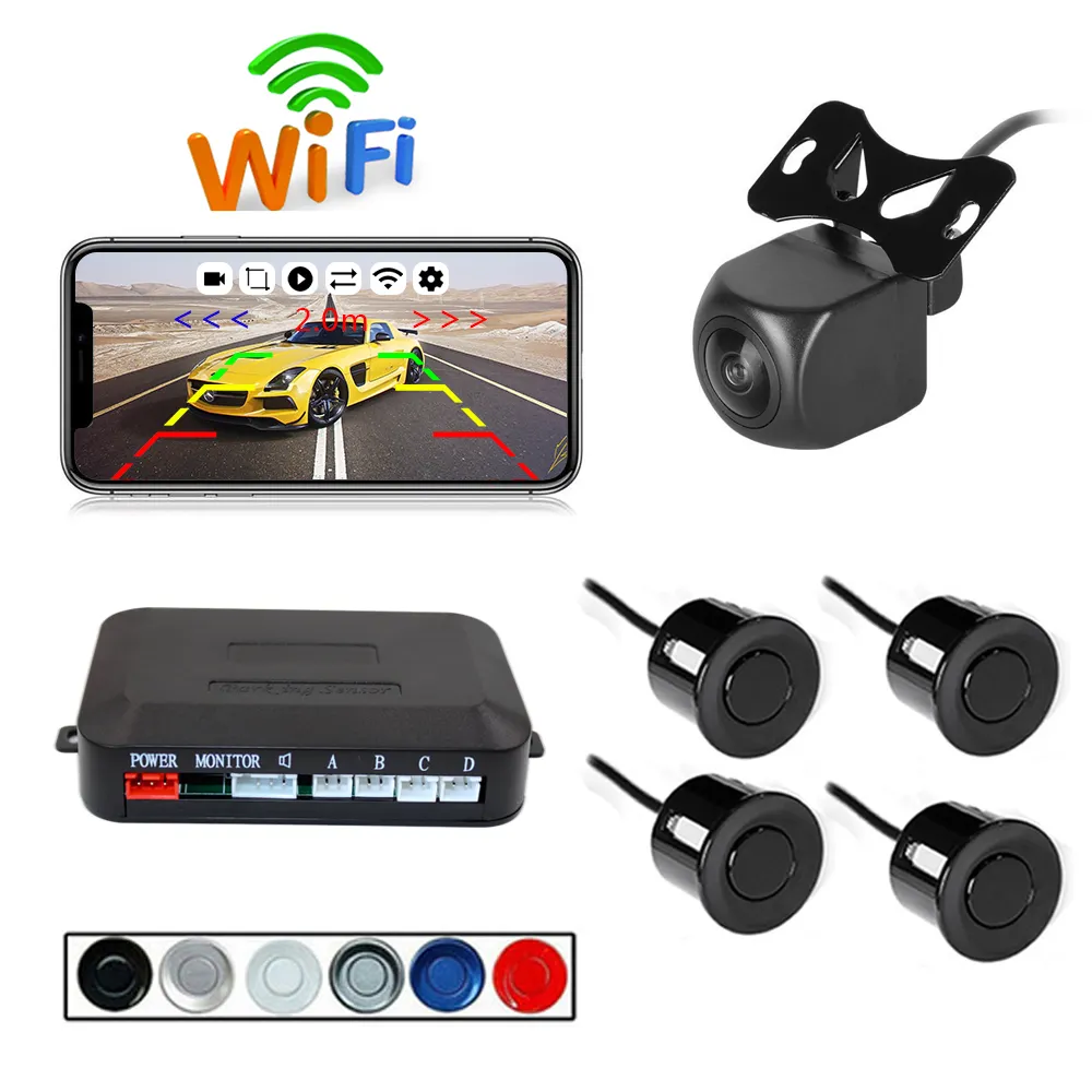 WIFI Car Camera with sensor parking Auto Reverse Backup Radar Detector reverse wireless car camera Car Parking Sensor 4 sensors