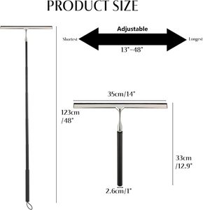Stainless Steel Eco-Friendly <b>Shower</b> Squeegee with Long Handle and <b>Extension</b> Pole for Window Glass Floor & Car Use - Product Image 2