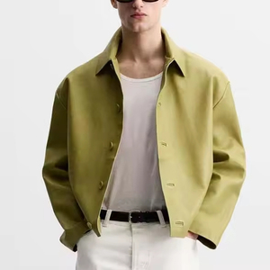 Personalizado de imitación de cuero cuadrado auténtico Tipo de chaqueta de los hombres con cremallera chaqueta al por mayor de béisbol Varsity Casual chaqueta de bombardero de los hombres - Product Image 1