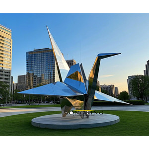 Statue d'avion en acier inoxydable à effet de filigrane, grande décoration de pelouse, technique de moulage en métal - Product Image 2