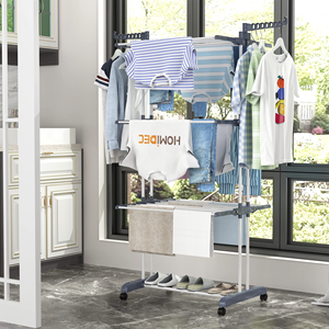 Caballo de ropa de 3 niveles con ruedas Rack de secado plegable MultifunctionIndoor y Outdoor - Product Image 5