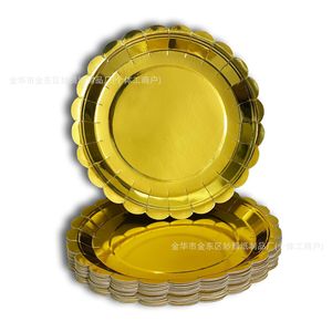 Platos de Papel Dorado Redondos Desechables para Fiestas de Cumpleaños, Reuniones Familiares, Cenas y Eventos, Paquete de 100 Unidades - Product Image 2