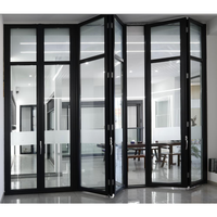 Porte pliante en aluminium / Porte à double battant 6060-T66 à rupture de pont thermique pour villa, patio, insonorisée, certifiée ISO9001, pour salle de bain de luxe, entrée d'hôtel 5 étoiles