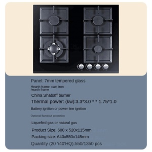 48-Inch High Quality Stainless Steel 4-Burner Portable Gas Hob & Electric Cooktop with Solar/Battery <b>Power</b> for RV Outdoor Use - Product Image 3