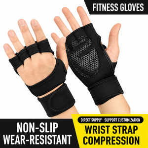 Gants <span class=keywords><strong>de</strong></span> sport respirants en polyester à demi-doigts pour hommes et femmes, antidérapants, avec support <span class=keywords><strong>de</strong></span> paume pour entraînement <span class=keywords><strong>de</strong></span> <span class=keywords><strong>musculation</strong></span> et soulevé <span class=keywords><strong>de</strong></span> terre - Product Image 2