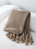 Plaid en tricot épais style nordique avec grandes franges, couverture pour canapé, lit ou bout de lit, idéal pour la maison, direct usine