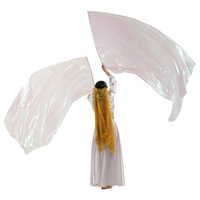 Drapeau de louange métallique pour église, bannière d'ange ailé en demi-cercle pour danseurs chrétiens