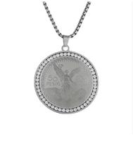 Pendentif pièce d'or de déesse de la liberté personnalisé à la mode bijoux en acier inoxydable avec Zircon plaqué or pour les couples