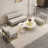 Ensemble de canapés de réception en cuir PU en forme de L, style moderne et luxueux, avec chaise combinée, pour hôtel et usage professionnel