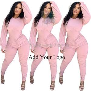 Tenues à manches longues pour femmes 2 pièces à manches longues haut court taille haute Ruchets Lat ensemble - Product Image 4