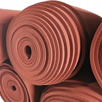 Rouleau de mousse de silicone à cellules ouvertes SHR-16-10, densité 160 kg/m³, épaisseur 10 mm, rouge, pour table de presse à chaud