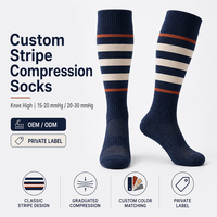 Chaussettes de compression personnalisées à rayures, hauteur genou, 15-20 20-30 mmHg, chaussettes de soutien athlétique, motif jacquard, OEM ODM, marque privée