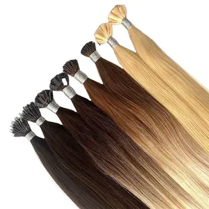 Extensions de cheveux à pointe plate kératine point culminant 100 pièces liste de prix de gros de l'usine sans mélange synthétique 100% cheveux vietnamiens
