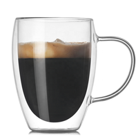 Ventes en gros de tasses à expresso en verre à double paroi isolées, savourez la tasse en verre à double paroi en borosilicate