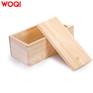 WOQI bitmemiş çam ahşap kare saklama kutusu sürgülü kapak Vintage hatıra kart konteyner küçük hediye kutusu için sanat hobi DIY zanaat - Product Image 3
