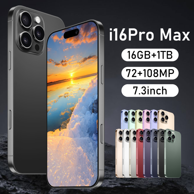 Hot-selling I16 Pro Max 5G Smartphone Deca Core 108MP Camera Android HD 120Hz LCD Display 65W Quick Charge