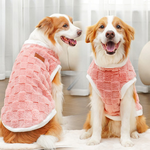 wholesale Autumn Winter Cold Weather Dog Clothes Pet Fleece Jacket Warm Checkered <b>Plush</b> Dog Sweater Vest - Product Image 4