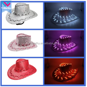T-Worthy Chapeau LED rose néon pour femme EL Wire Sequins pour barre de Noël-Lumière clignotante pour la célébration du Nouvel An du poisson d'avril - Product Image 4