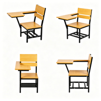 Nouvelle Arrivée Chaises d'école en bois pour étudiants, chaise individuelle avec tablette d'écriture, chaise de formation avec table intégrée pour les Philippines