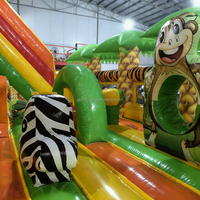 Château gonflable commercial d'extérieur pour enfants et tout-petits, thème animaux de la savane, avec toboggan, pour un jeu amusant