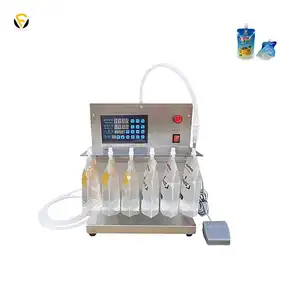 Semi automatic manual standup drink bag liquid detergent juice baby food spout pouch filling machine