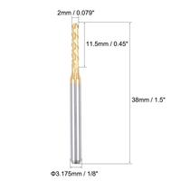 Fraise à gravure en carbure de titane RUIMENG 2 mm, fraise à queue CNC pour machine PCB, tige de 1/8 po, longueur de 11,5 mm, HRC Non
