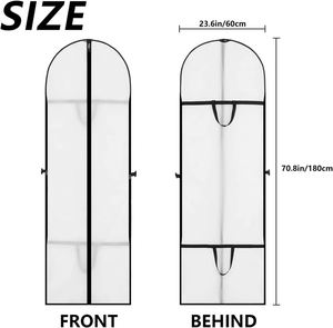 Housses de rangement transparentes pliables et légères blanches pour robes de mariée - Longues housses anti-poussière pour vêtements et costumes avec fermeture éclair, accessoires de voyage - Product Image 2