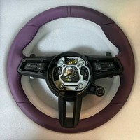 Accessoires intérieurs de voiture personnalisés pour Porsche Cayenne Panamera 911 718 991 918 2015-2020 Volant en fibre de carbone avec LED
