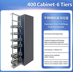 High <strong>Cabinet</strong> Kitchen Organizer Tempered Glass Pull Shelves Aluminum Frame Built-in <strong>Pantry</strong> Larder Storage in <strong>Cabinets</strong> - Product Image 6